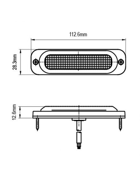 Dimensions Barre LED Strobe 6 Leds IP67 19 Ambre Flash 247 | leonleds