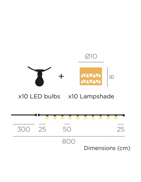 Guirlanda LED decorativa externa medidas Alba
