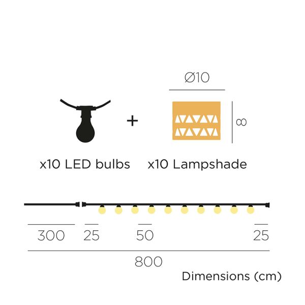 Guirnalda LED exterior decorativa Alba medidas