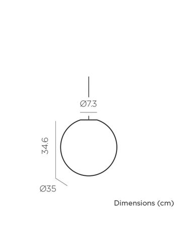 Lampe suspendue d'extérieur Pianeta medium Ø35cm mesures