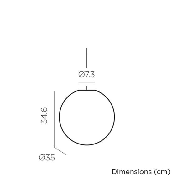 Lampe suspendue d'extérieur Pianeta medium Ø35cm mesures