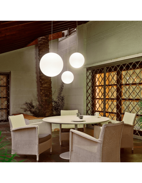 Candeeiro suspenso redondo de exterior Pianeta LED Ø45cm 1xE27 ambiente