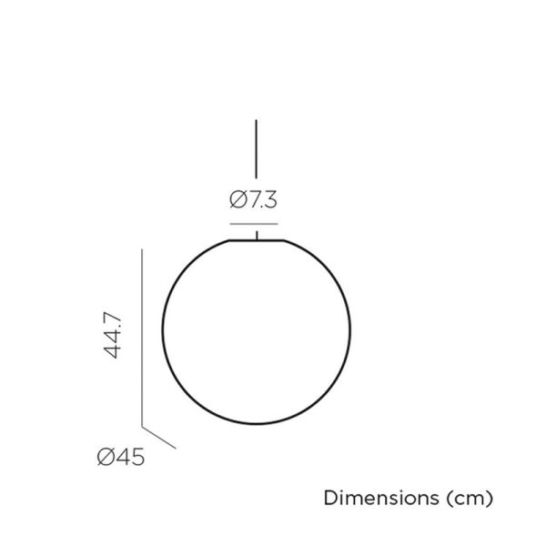 Mesures de la lampe suspendue d'extérieur ronde Pianeta LED Ø45cm