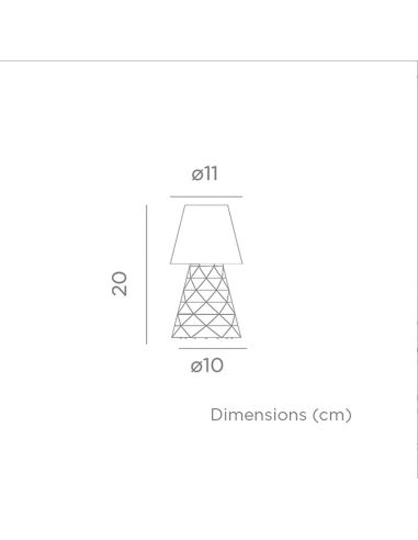 Lámpara de mesa LED recargable Lola 20 Lux tipo espejo medidas