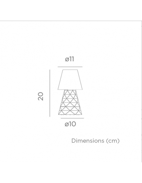 Mesures de type miroir de la lampe de table LED rechargeable Lola 20 Lux