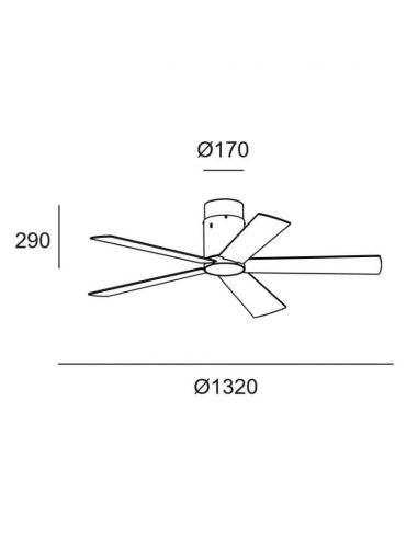 Ventilateur de plafond Rodas blanc avec 5 pales mesurées
