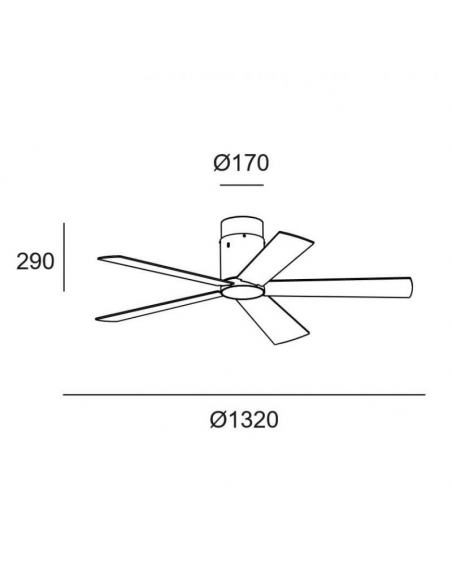 Ventilador de techo Rodas blanco con 5 aspas medidas