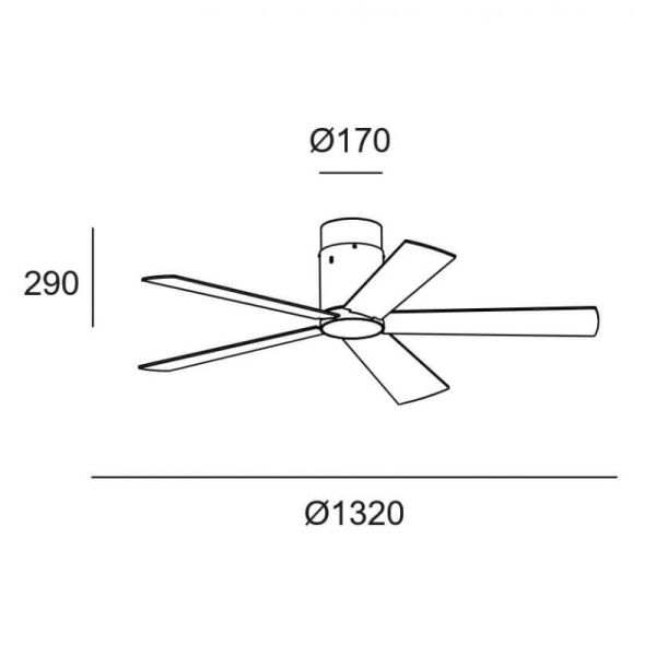 Ventilateur de plafond Rodas blanc avec 5 pales mesurées