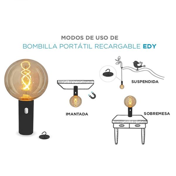 Bombilla vintage portátil sin cables EDY G125 New Garden