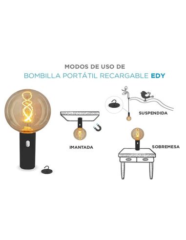Bombilla vintage portátil sin cables EDY G125 New Garden