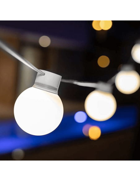 Guirnalda LED exterior Bruna con cable o recargable 8m ambiente