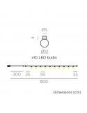 Guirnalda LED exterior Bruna con cable o recargable 8m medidas