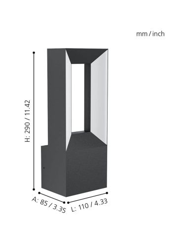 Aplique de exterior LED Riforano Eglo medidas