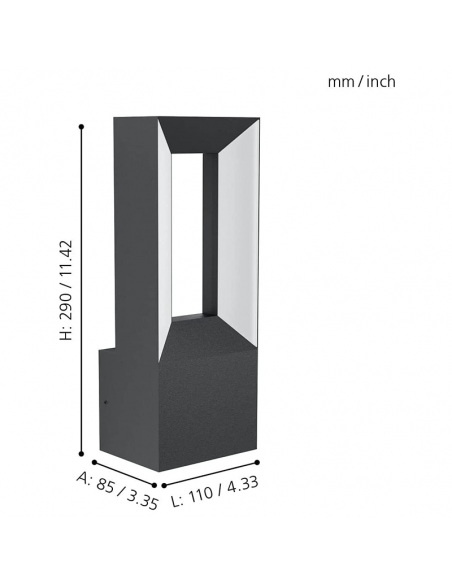 Aplique de exterior LED Riforano Eglo medidas
