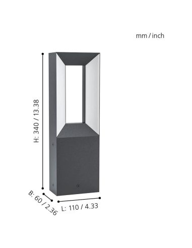 Baliza exterior LED Riforano Eglo medidas