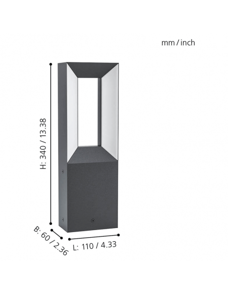 Baliza exterior LED Riforano Eglo medidas
