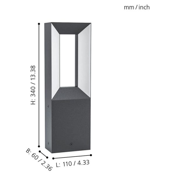 Baliza exterior LED Riforano Eglo medidas