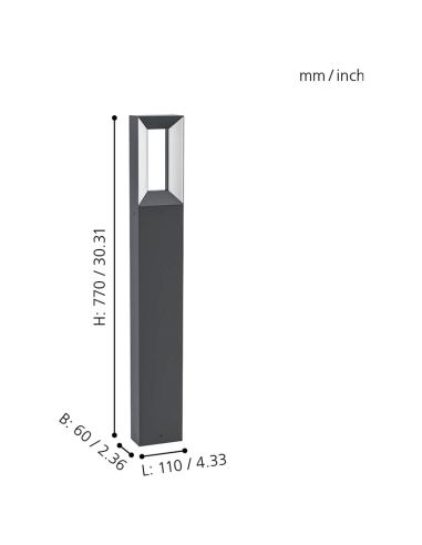 Balise de sol Riforano LED anthracite pour mesures extérieures