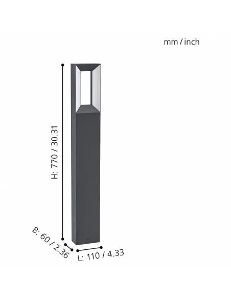 Balise de sol Riforano LED anthracite pour mesures extérieures