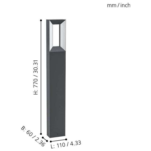 Balise de sol Riforano LED anthracite pour mesures extérieures