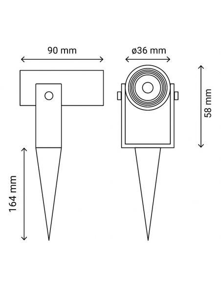 Farol led com spike Cobmist Thin Sulion 15º medidas
