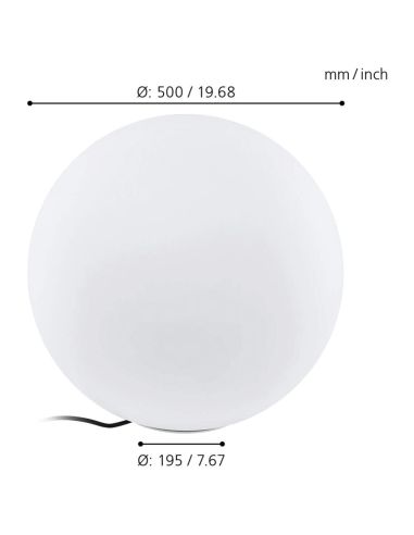 Bola LED externa Monterolo IP65 tamanho L