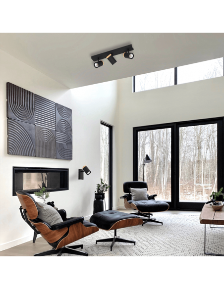 Aplique LED Cartagena moderno de acero y madera ambiente