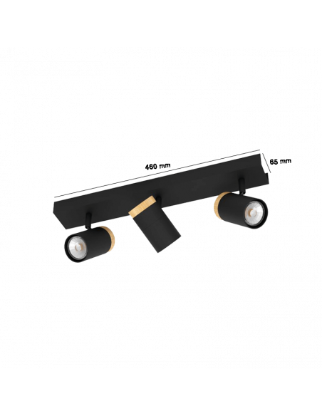 Ruban LED noir 3xGU10 Dimensions Cartagena