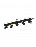 Grande réglette spot noire Cartagena 5xGU10 dimensions