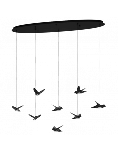 Lámpara colgante LED Paratebueno con pájaros decorativos
