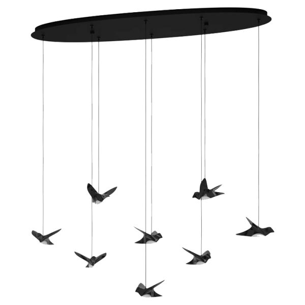 Suspension LED Paratebueno avec oiseaux décoratifs