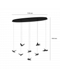 Suspension LED Paratebueno avec mesures d'oiseaux décoratifs