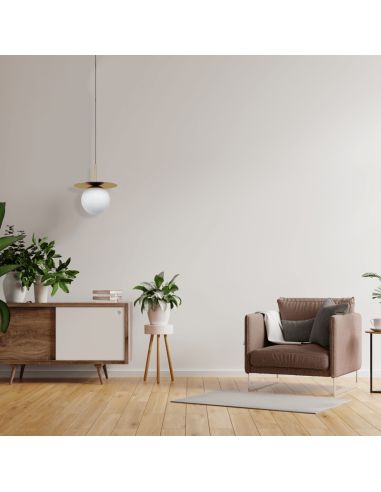 Lámpara colgante de acero y vidrio Arenales ambiente