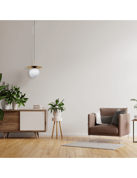 Lámpara colgante de acero y vidrio Arenales ambiente