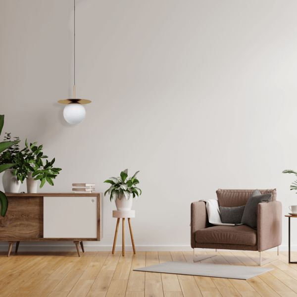 Lámpara colgante de acero y vidrio Arenales ambiente