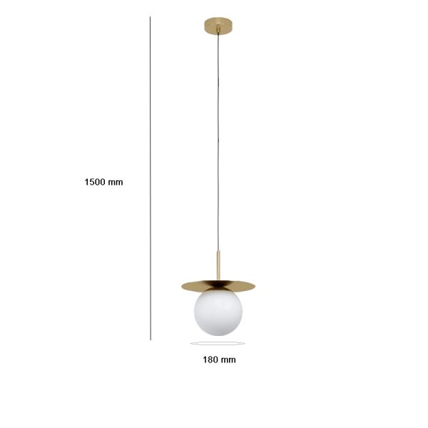 Luminária suspensa em aço e vidro Medidas Arenales