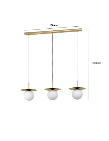 Lampe suspendue avec 3 sphères en verre Mesures Arenales