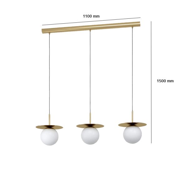 Lampe suspendue avec 3 sphères en verre Mesures Arenales