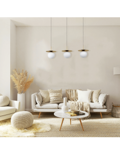 Candeeiro suspenso com 3 esferas de vidro Arenales 2