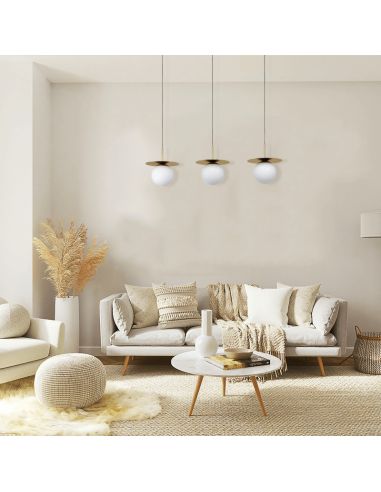 Luminária suspensa com 3 esferas de vidro Arenales ambient