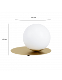 Lámpara de mesa minimalista dorada Arenales 1xE27 medidas