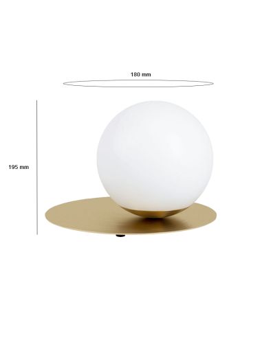 Lámpara de mesa minimalista dorada Arenales 1xE27 medidas