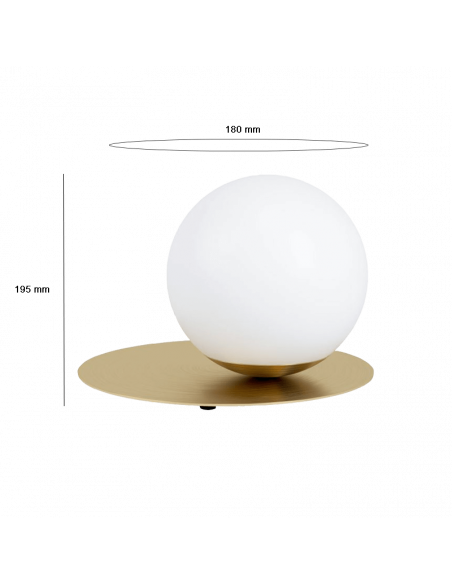 Lámpara de mesa minimalista dorada Arenales 1xE27 medidas