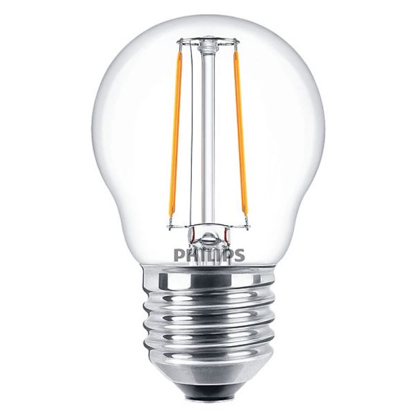 Bombilla LED esferica G45 con rosca E27 de Filamento 2W - 25W Philips | LeonLeds