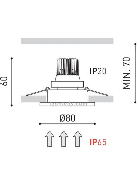Dimensions downlight LED rond étanche Mate Bath Matt | Éclairage LeonLeds