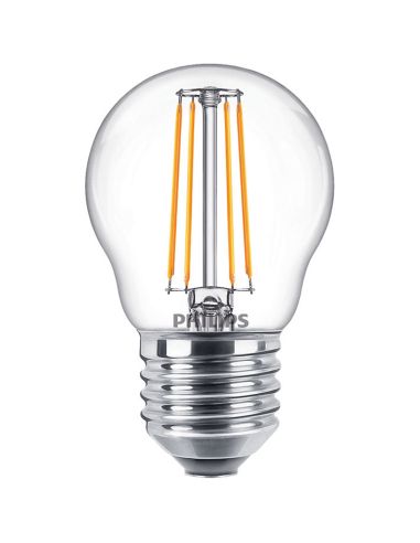 Bombilla LED esferica G45 de filamento 4,3W - 40W Philips | LeonLeds