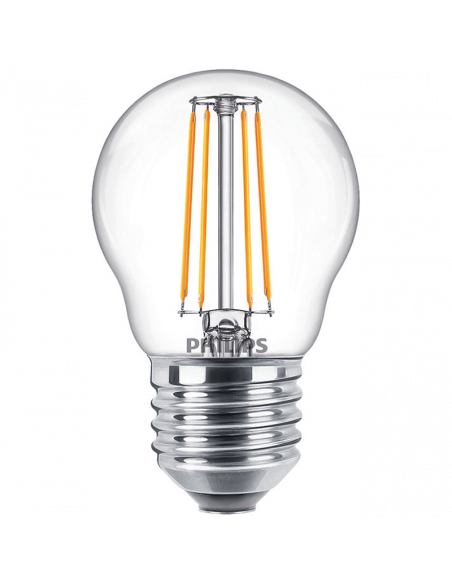 Bombilla LED esferica G45 de filamento 4,3W - 40W Philips | LeonLeds