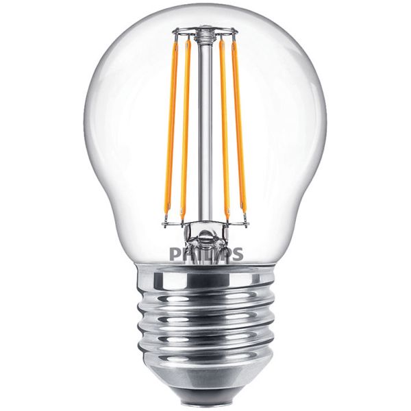 Bombilla LED esferica G45 de filamento 4,3W - 40W Philips | LeonLeds