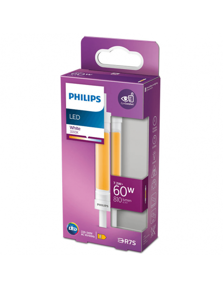 Ampoule LED R7S 118mm 7.2W - 60W Philips 3000K | leonleds