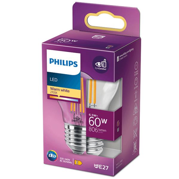 Bombilla LED Esférica G45 con rosca E27 de Filamento 6,5W – 60W 2700K | LeonLeds